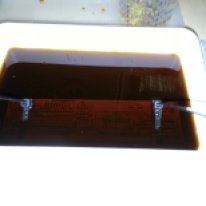 The board in the etching solution